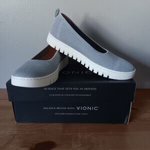 Vionic Uptown Skimmer Silver / Gray Knit Slip On‎ Flats Size 6.5 Wide